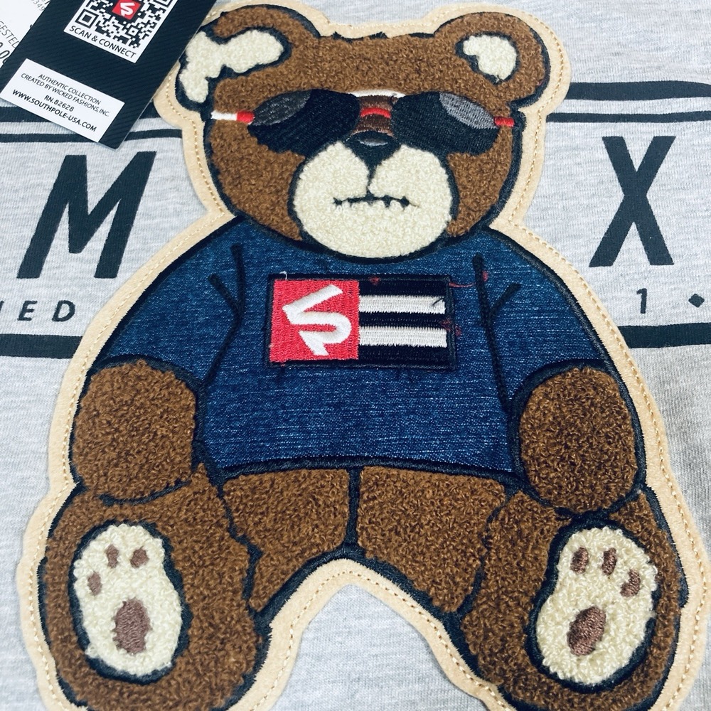 NWT South Pole Bear T Shirt Adult Small Graphic Hip Hop Y2K Short Sleeve Patch